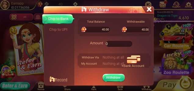 Rummy Nabob apk withdraw bank